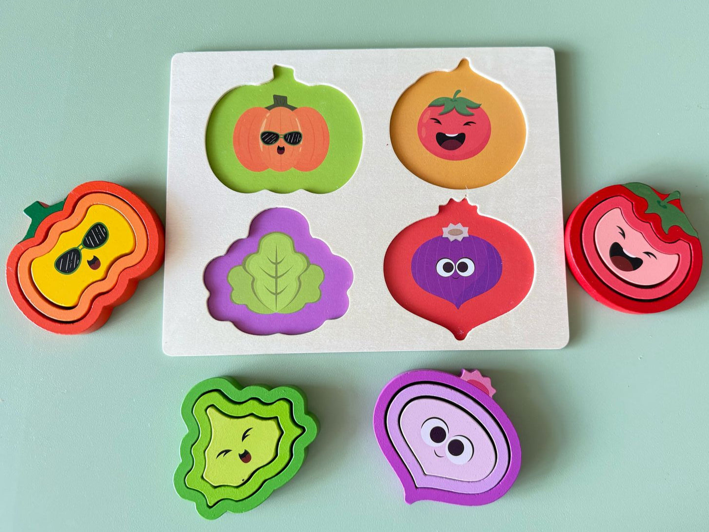 Rompecabezas de Ensamble: Verduras de Madera