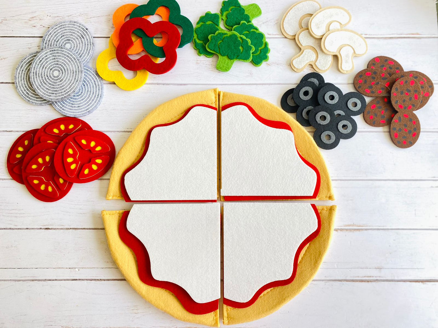 Juego de pizza armable fieltro