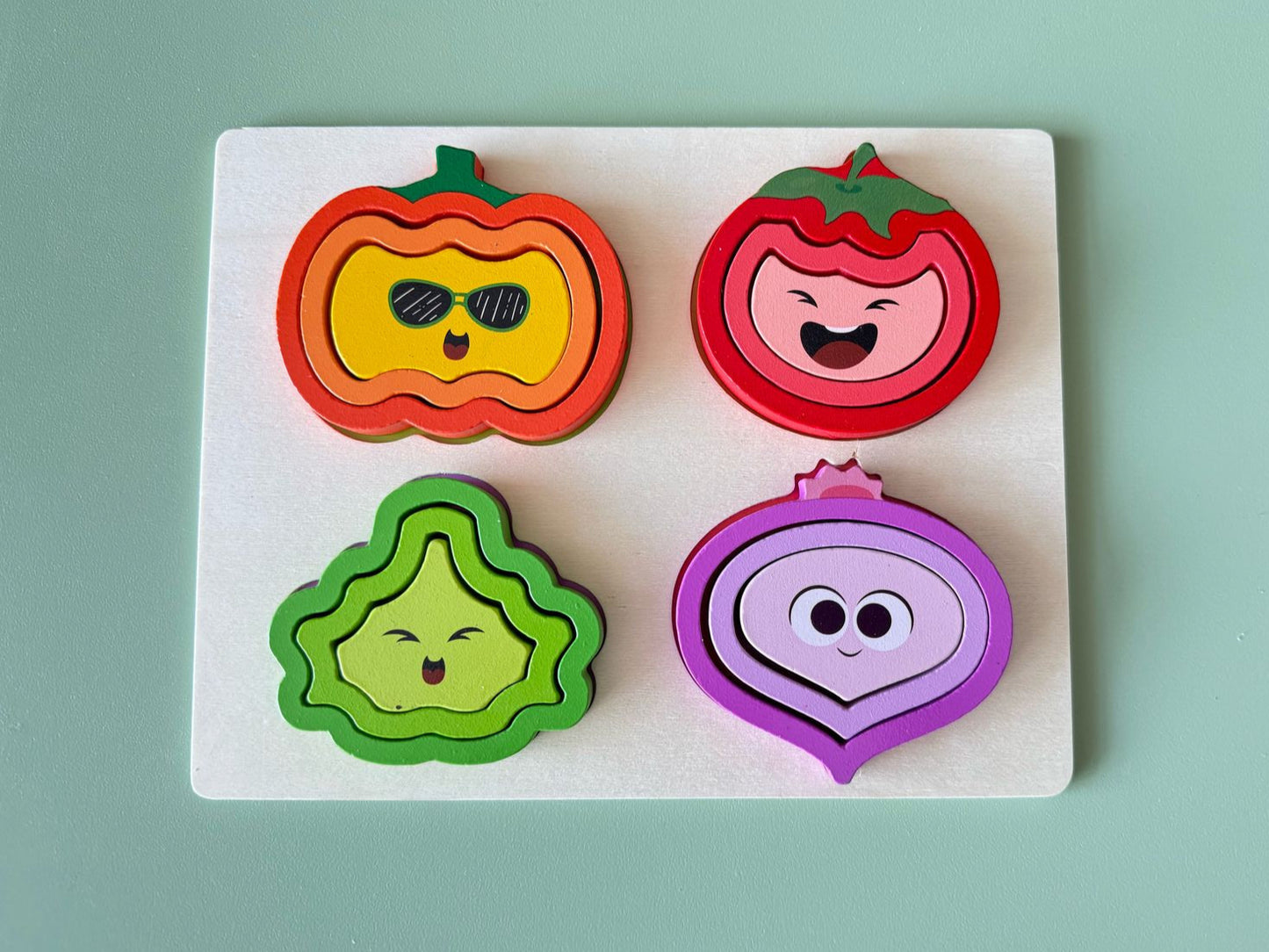 Rompecabezas de Ensamble: Verduras de Madera