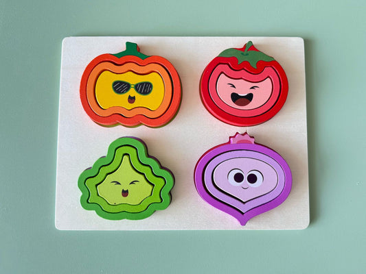 Rompecabezas de Ensamble: Verduras de Madera