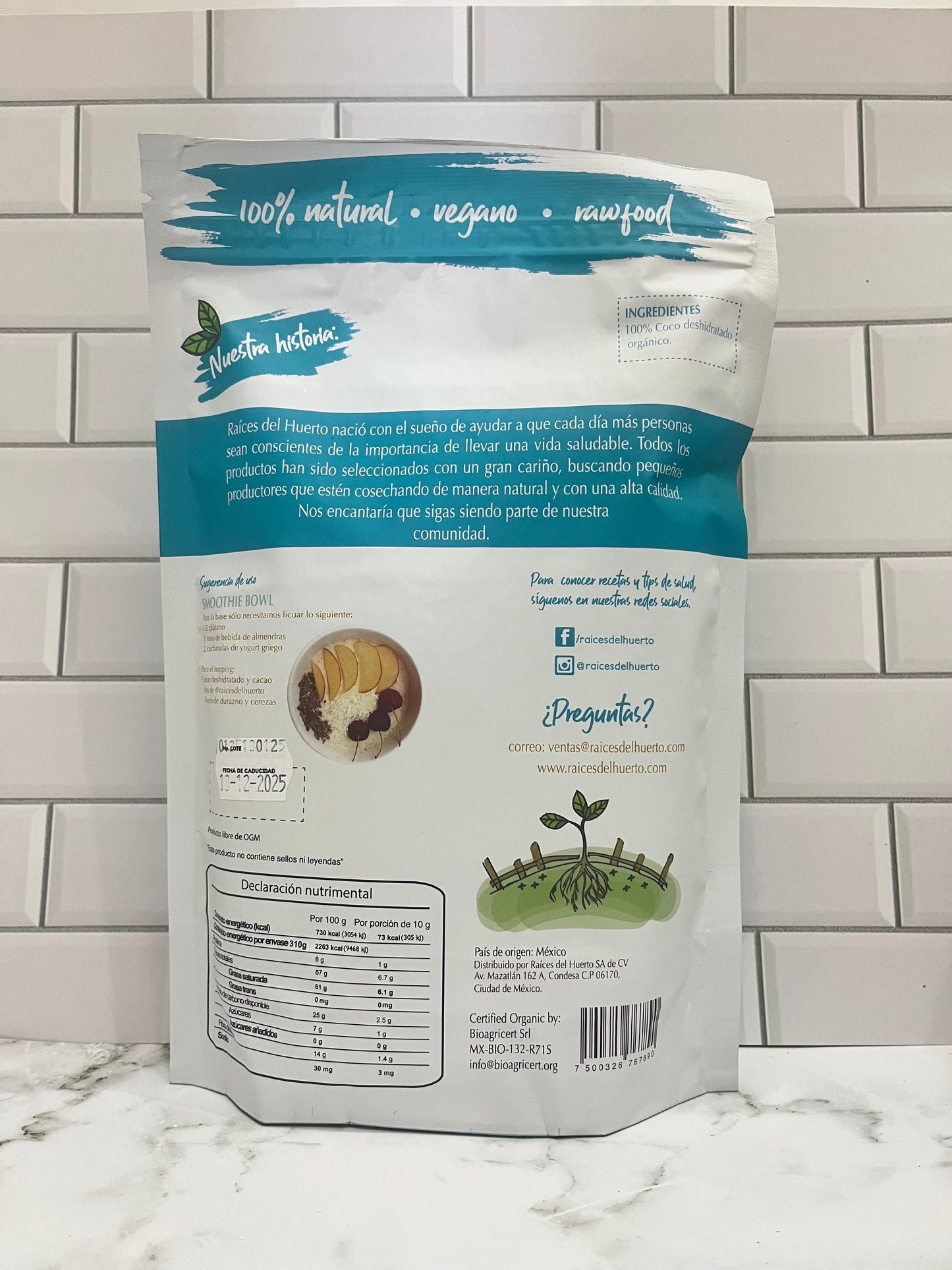 Coco Rallado orgánico sin azúcar - Raíces del Huerto