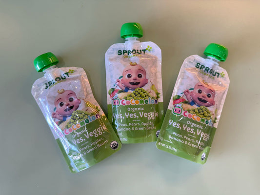 CoComelon Sprout – Pack de 3 Papillas Orgánicas para Bebés