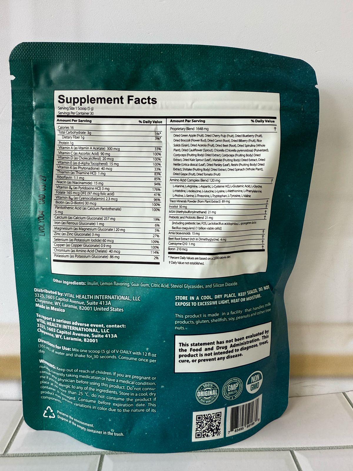 V-Daily multivitamínico con probióticos e inositol