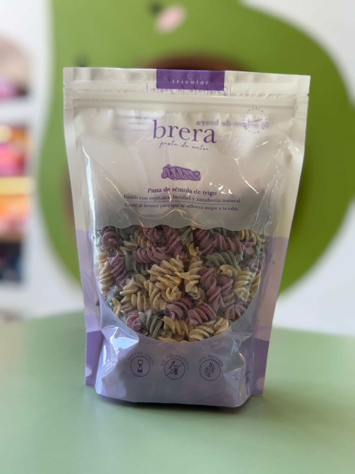 Pasta Fusilli tricolor con vegetales