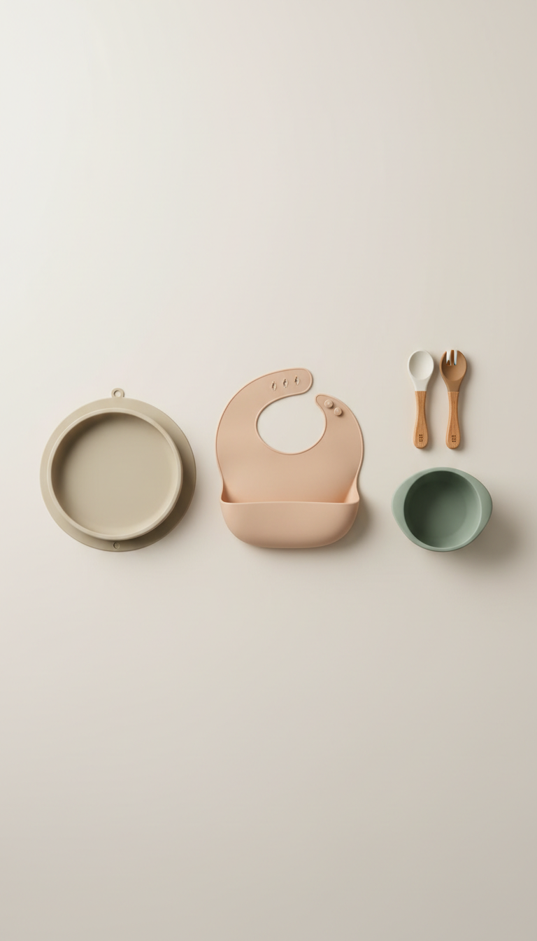 Set de alimentación de silicona en tonos pastel