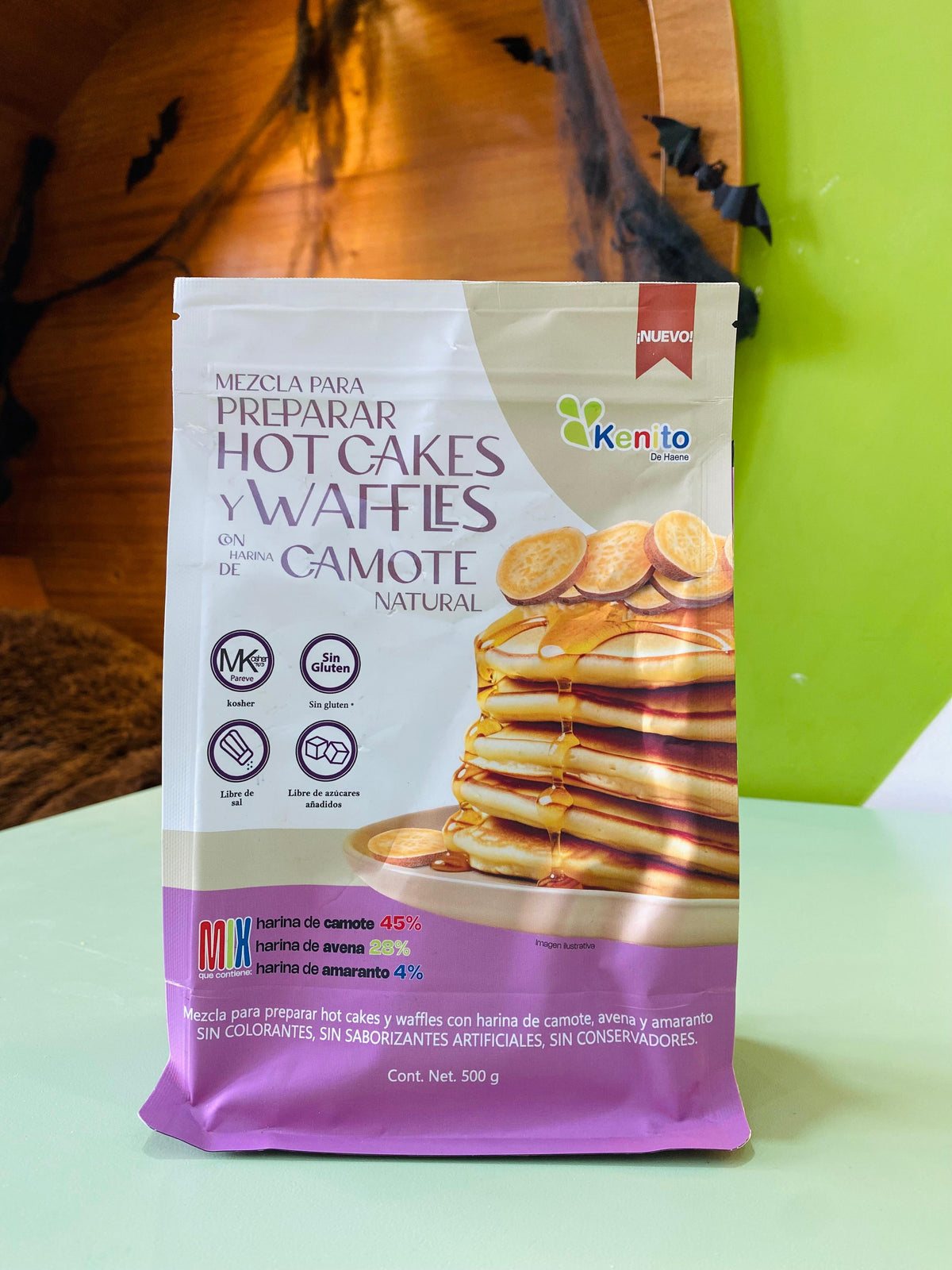 Harina para hotcakes y waffles 500gr de platano natural y camote natural