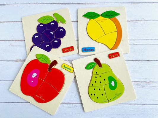 Set de 4 mini rompecabezas frutas