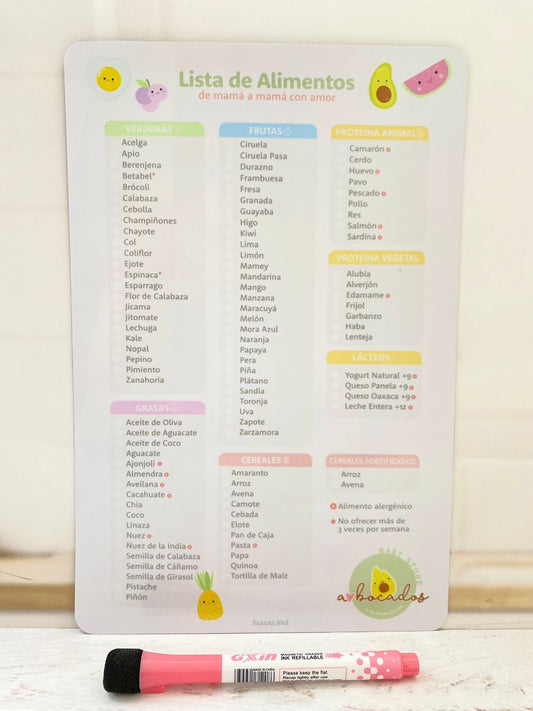 Lista 100 alimentos magnética para refrigerador