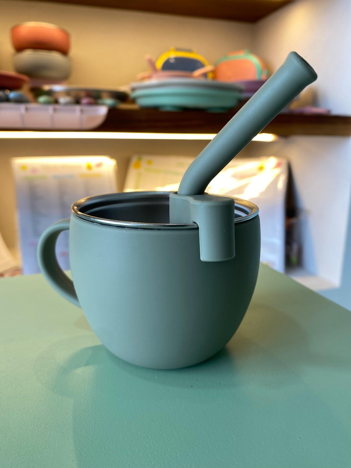 Taza acero inoxidable y silicon con popote