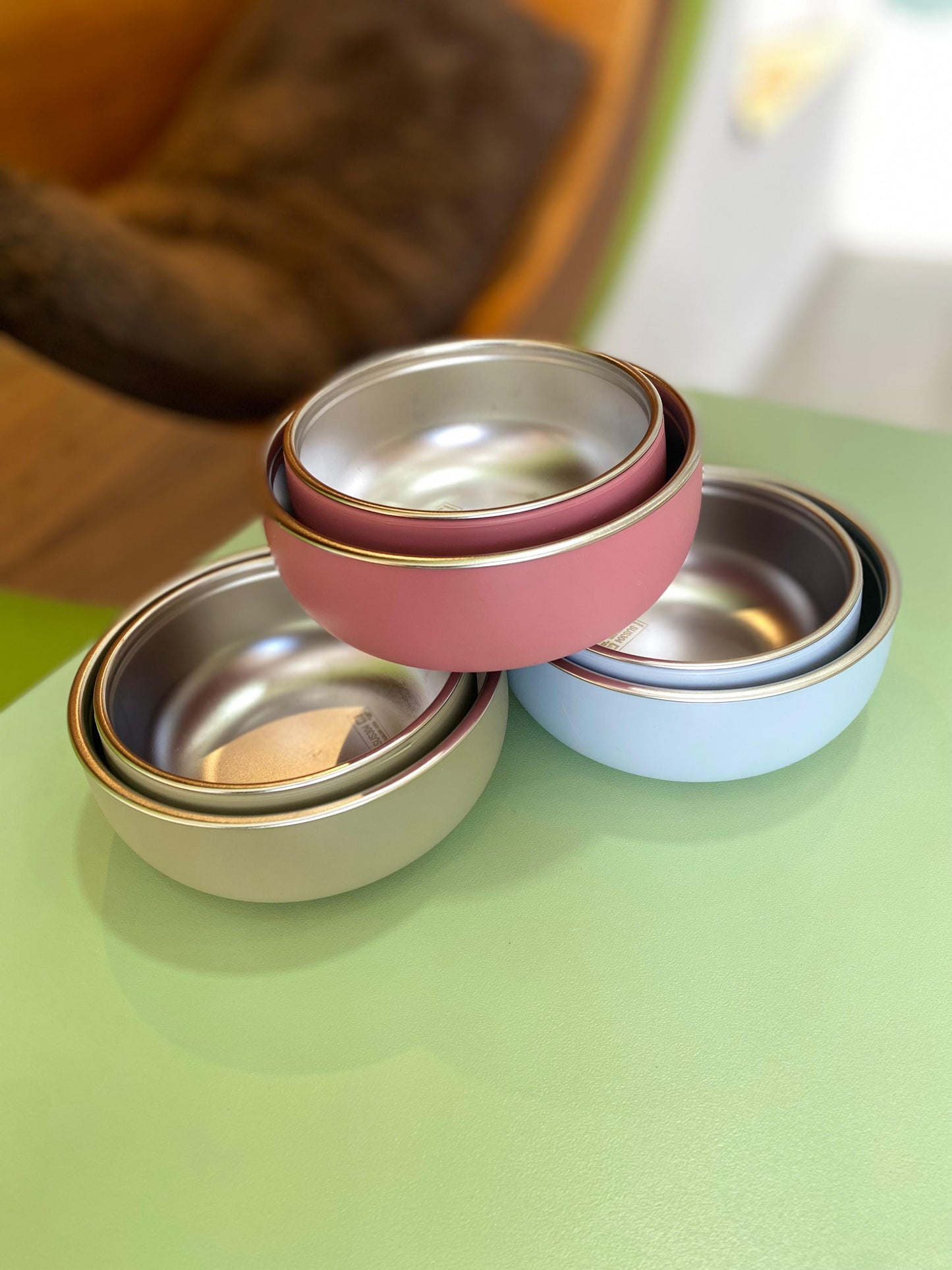 Set de 2 tazones acero inoxidable y silicon