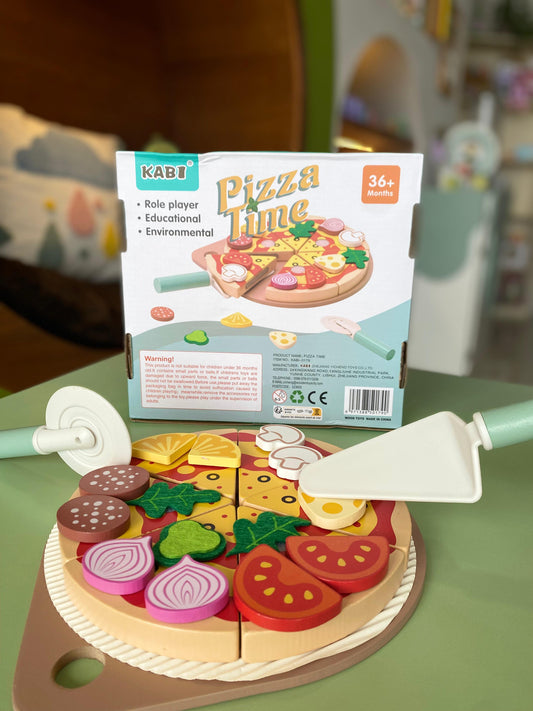 Pizza de vegetales armable madera