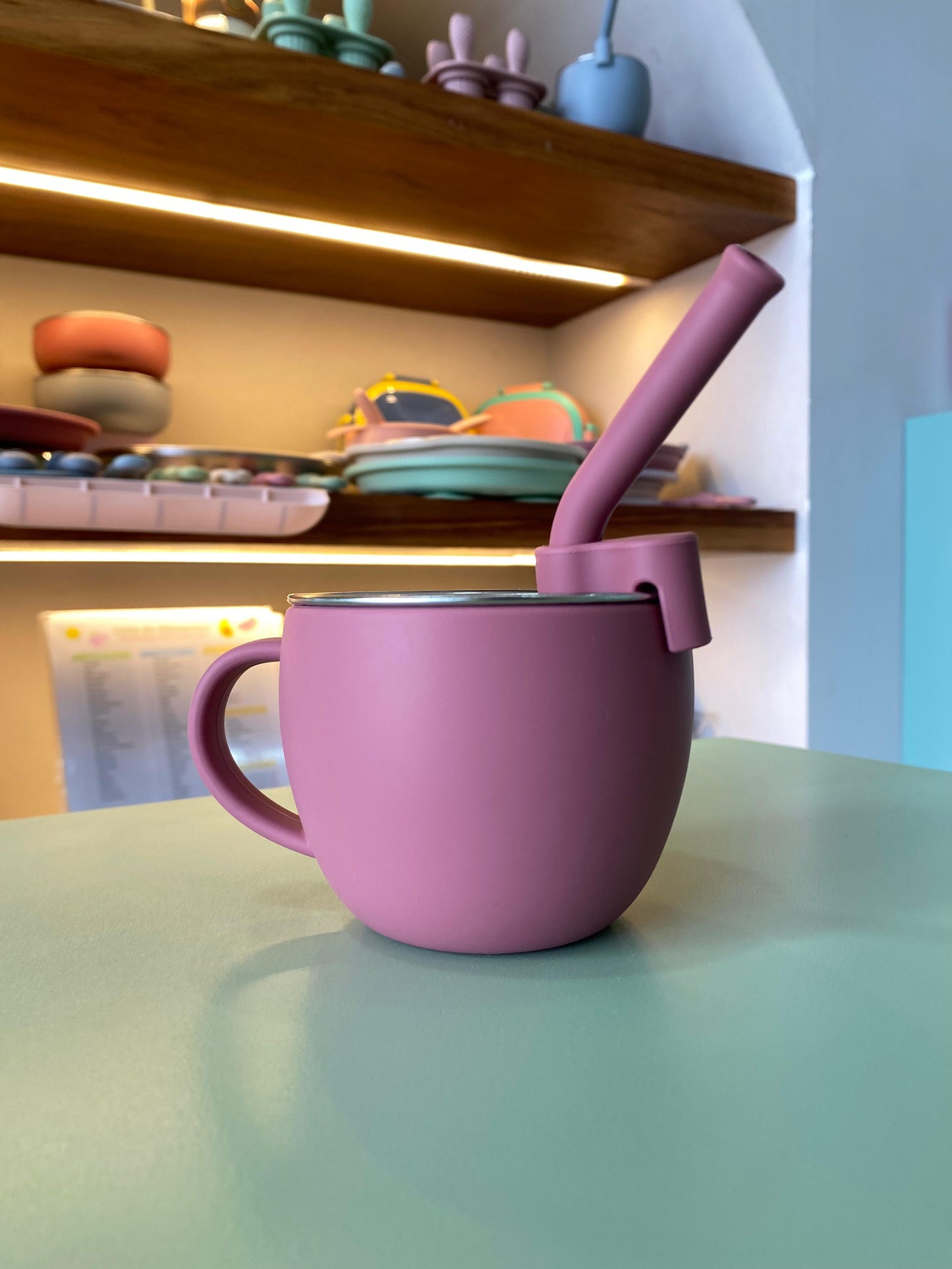 Taza acero inoxidable y silicon con popote